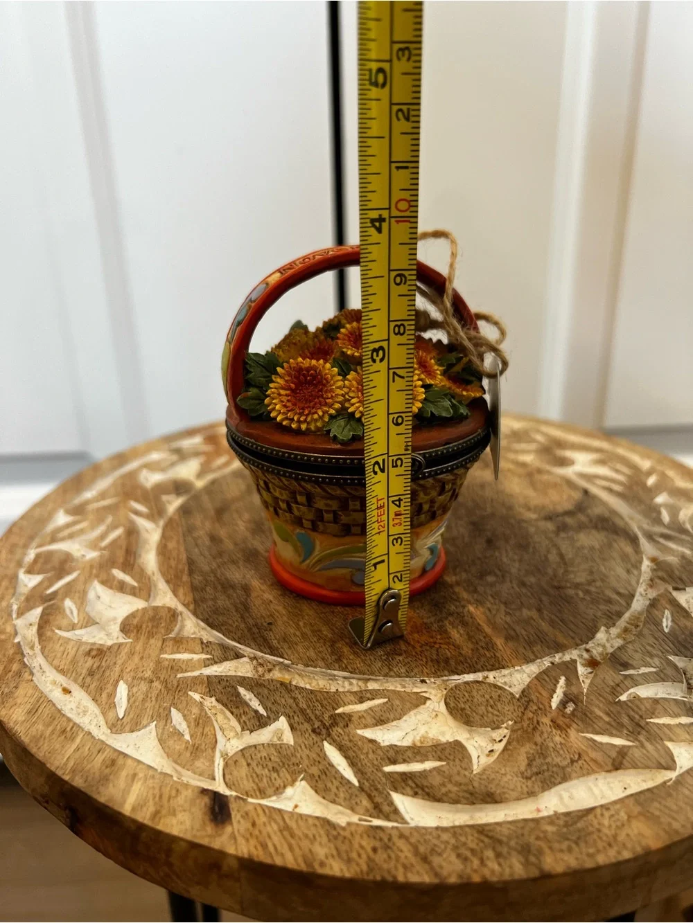 Jim Shore Yellow and Orange Sunflower Basket Trinket Box November